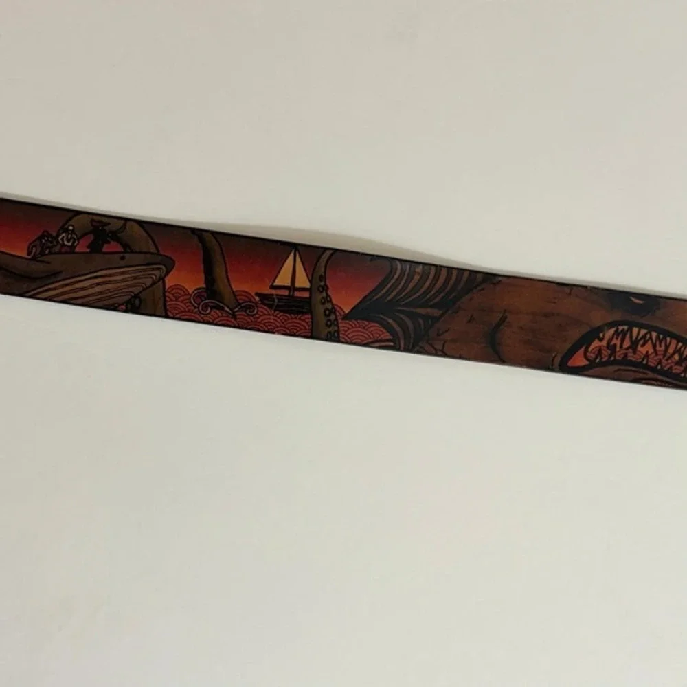 Unisex JON WYE Leather Paisley Belt Western‎ Retro Made in USA Men Women 46.5